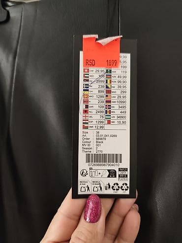 ogrlica od skoljki: AMISU suknja od eko kože – crna, olovka kroj, midi dužina. Detalji: - — 3