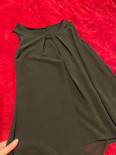 prsluk s: Tunika/ bluza crna, postavljena pamuk, a spolja crni til, asimetricna — 6