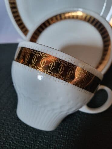 porcelanske solje za caj: Set porcelanski Kahla Istocna Nemacka 70te. Trodelni set,nigde — 9