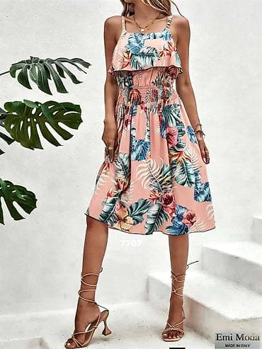 sanel sako: Letnja haljina sa tropskim printom - Kroj: A-linija do kolena — 3