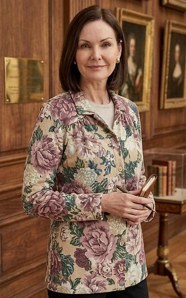 Ženska jacquard jakna/košulja sa cvetnim dezenom - Materijal: pleteni