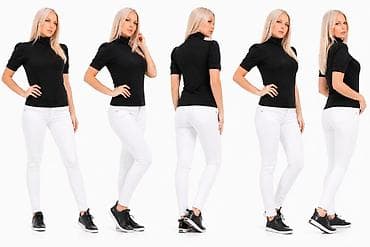 Majice kratkih rukava: Ženska crna majica sa kratkim rukavima i rol-kragnom - Kroj — 3