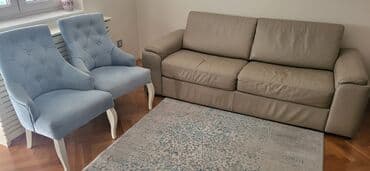 kauc na rasklapanje forma ideale: Simpo trosed u kozi, ocuvan bez ostecenja, dim. 210*90cm i dve stolice — 7