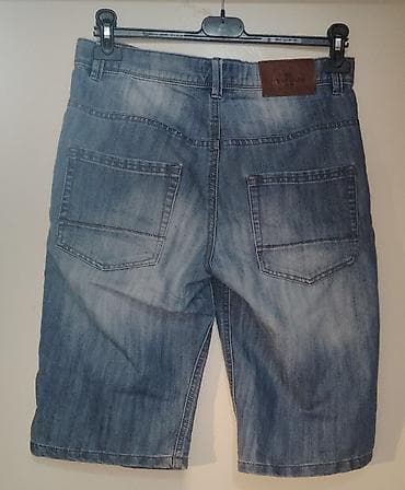 salonke kozne: Muške teksas bermude - Materijal: klasičan denim, svetlije ispran — 2