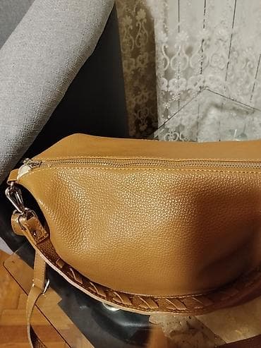 baldinini kais: Kožna torba preko ramena – camel/karamel boja - Materijal: prirodna — 4