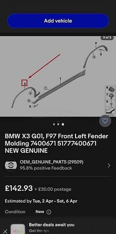 sirena za rikverc: RUB KRILA PL G01 F97 ZA BMW X3 | bmw x3 g01 f97 m prednji levi rub — 4