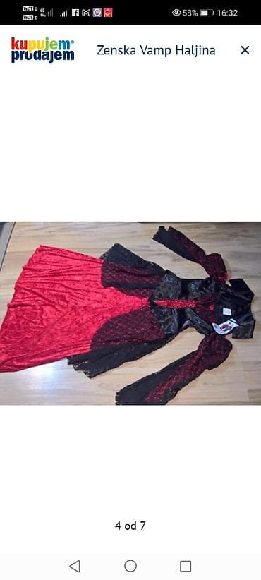 torbe novi sad: Ženska “Vamp” haljina – kostim - Duga haljina u crveno‑crnoj — 4