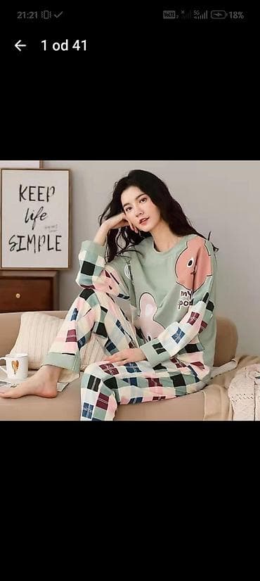 Ženske pidžame – dvodelni kompleti - Gornji deo: dug rukav, udoban