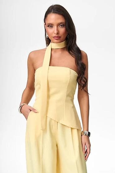 braon baletanke: 🔥Elegantni ženski kombinezon sa asimetričnim gornjim delom i širokim — 8