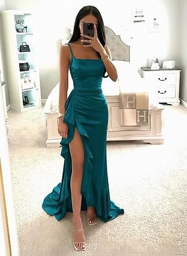 haljina 104: ❤️Prelepa Svečana duga haljina sa volanima i visokim prorezom Od S do — 5