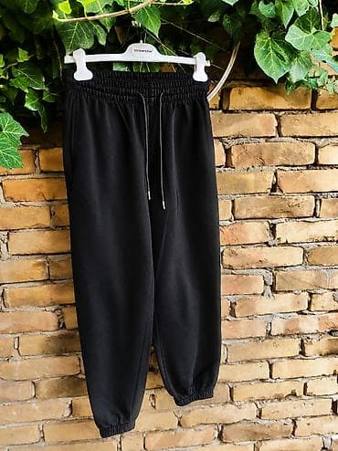 crne dzeparice: H&M trenerka – model sa elastičnim strukom i učkurom, rebrastim — 1