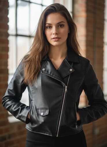 kapa sesir: Ženska biker jakna – Primark - Boja: crna - Materijal: eko-koža — 1