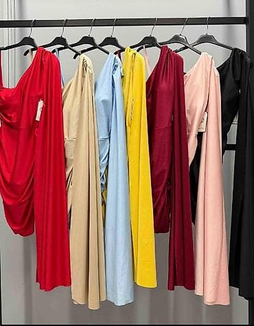 haljina crvena: Elegantna ženska haljina na jedno rame sa dramatičnim — 3