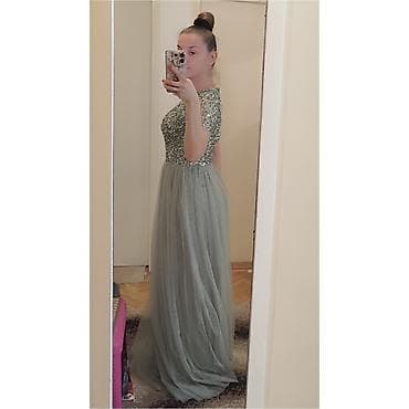 crne sljokicaste haljine: Maya deluxe tall dugačka svečana haljina u boji kadulje (sage green) — 3