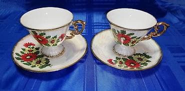 Ostala kuhinjska oprema: Set od dve šoljice za čaj/kafu sa tacnama – dekorativni porculan - — 6