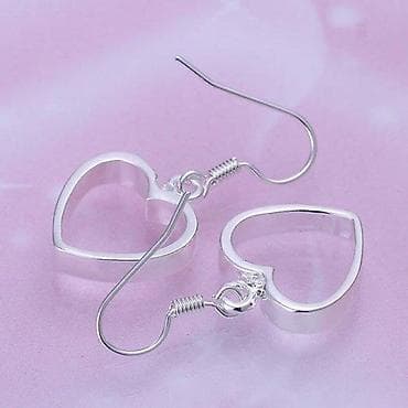 nakit od nerdjajuceg celika beograd: Srebrne minđuše – srce, 925 - Materijal: pravo srebro finoće 925 (žig — 1