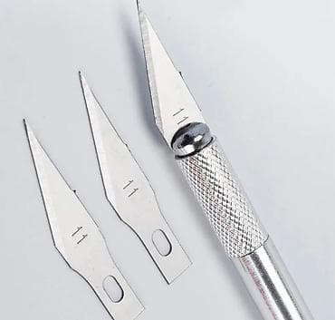 Sečice: Nov komplet oštrih hobi noževa 12 kom, sa drškom — 2