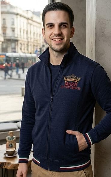 Muški duks/jakna na rajsferšlus – tamnoplava - Materijal: meka