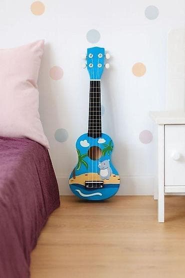 prsluci od pravog krzna: Ukulele drvena gitara za decu sa 4 najlonske žice i trzalicom – — 2
