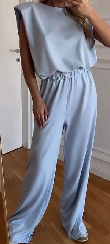 delovi za satove: Dvodeleni komplet – svetloplavi - Model: široke pantalone sa — 4