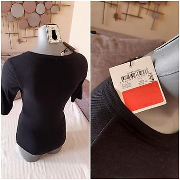 parfemi cene: Crna ženska majica sa 3/4 rukavima - Veličina: M - Dužina: 60 cm - — 3