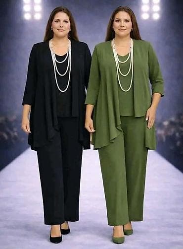 jaknice za prolece: Elegantna ženska komplet-triologija (plus size) Opis: - Trodijelni — 1