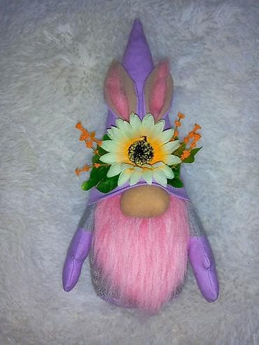 polica dubina 20 cm: Ručno pravljeni ukrasni patuljci sa zečijim ušima – prolećni/uskršnji — 2