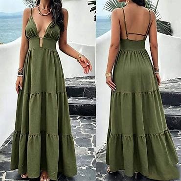 Duga letnja haljina na bretele - Model: maxi dužina, više širokih