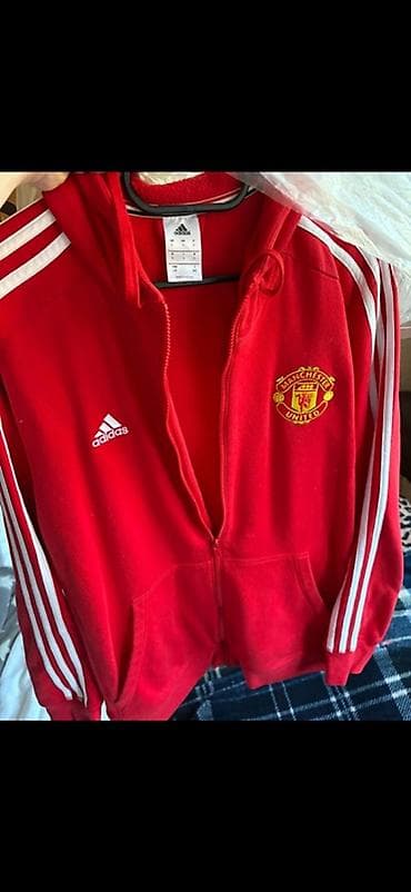 tech fleece sivi: Adidas Manchester United dukserica sa rajsferšlusom i kapuljačom - — 1