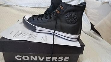 crne duboke starke: Converse Chuck Taylor All Star – visoke patike od crne kože - Model — 4