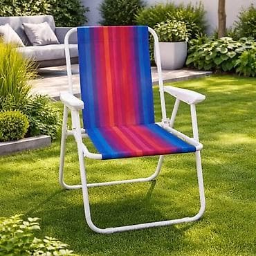 Sklopiva baštenska stolica sa naslonima za ruke - Lagani metalni