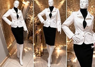 Sweatpants: Ženski blejzer – elegantan beli sako - Kroj: strukiran, sa naglašenim — 5