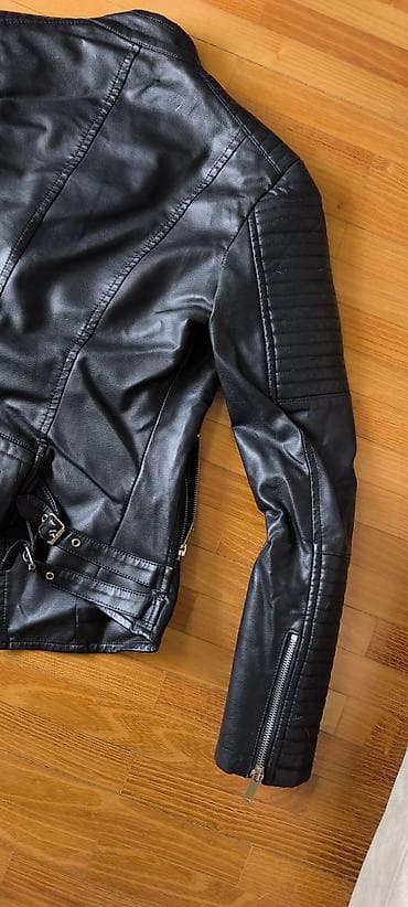 tn crne cena: Ženska moto/rock kožna jakna J&J, veličina M - Materijal: crna — 7