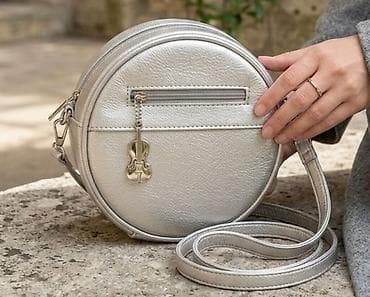 mommy bag torba: Okrugla ženska torbica preko ramena – srebrna - Elegantna okrugla — 1