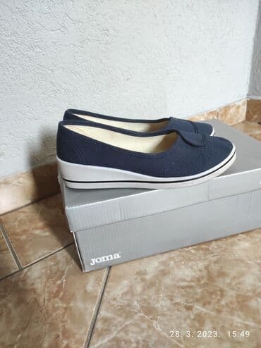 Ženska obuća: Espadrile teget. D.u.g.22cm,visina potpetice 4cm.odlicno stanje — 2