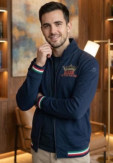 grobari ruma: Muški duks-jakna na rajsferšlus, tamnoplave boje. - Materijal: meki — 1