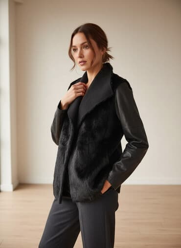 Bomberi: S (EU 36), Veštačko krzno, bоја - Crna — 1