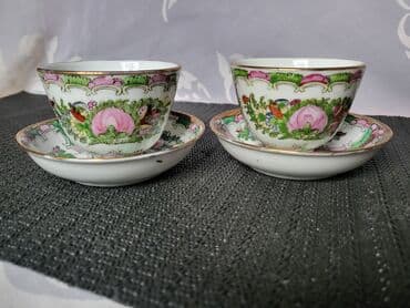 kuhinjski set: Fildzani Hong Kong rucno oslikani,porcelanski 1950g+. Fildzani bez — 2