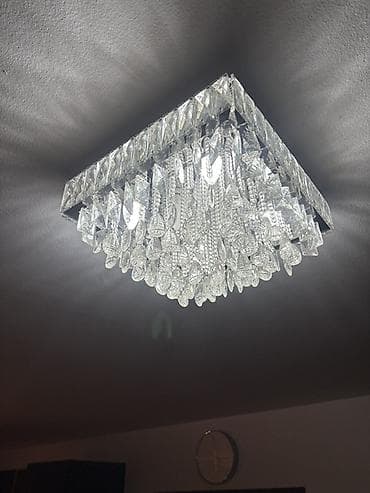 Kućna hemija i proizvodi za kuću: Kvadratni plafonski luster sa kristalnim visuljcima - Dizajn: moderni — 5