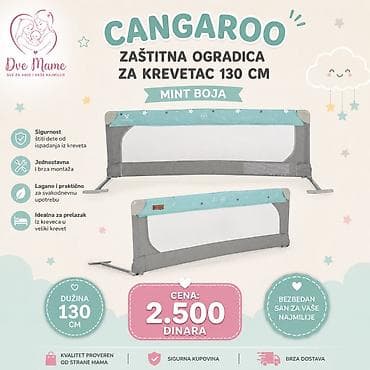 dečiji krevetac 5 u 1: Cangaroo zaštitna ogradica za krevetac – 130 cm, mint boja - — 1