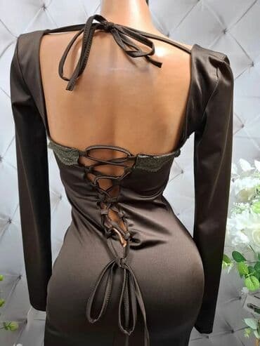 haljine u grckom stilu: 🔥Elegantna midi haljina u čokoladno braon boji. ❤️haljina 3500 din❤️ — 2