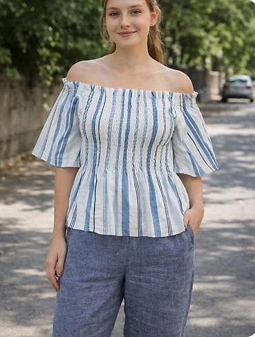 Women's T-shirts and tops: Ženska garderoba – set majica i bluza - Bela pamučna majica sa — 4