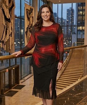 Elegantna ženska kombinacija (bluza + suknja) - Bluza: dugi rukavi