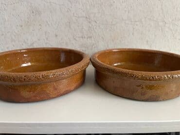 Donji delovi trenerke: Set od 2 plitke okrugle zemljane posude (terakota) - Materijal — 3