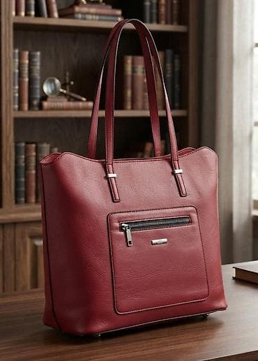 njujorker snizenje: Elegantna ženska tote torba – bordo crvena - Materijal — 1
