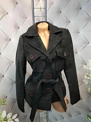 Underwear: Ženska jakna/kaput od brušene eko-kože, sa pojasom - Model: kratki — 3