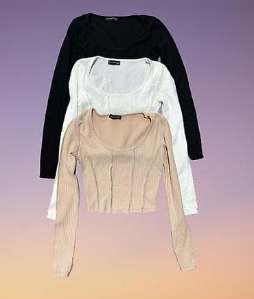 Ženske rebraste bluze sa dugim rukavima. S, M, L