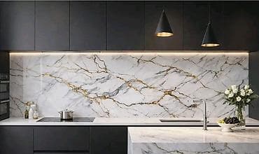 Građevinarstvo i remont: Mramorne dekorativne ploče za kuhinjski zid (backsplash) i radne — 2