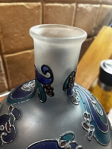 cvece za groblje u staklu: Dekorativna staklena vaza – ručno oslikana, mat/frotirano staklo - — 3