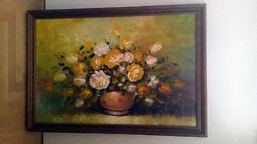 tekstil na metar: Umetnička slika urađena u tehnici ulje na platnu. Ime slike: Cveće — 1